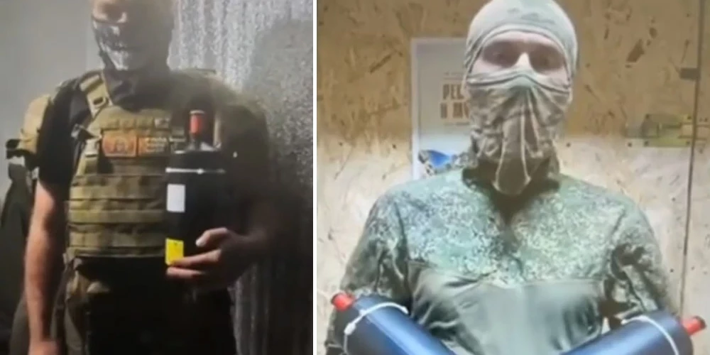 Krievijas bruņoto spēku dronu operatori pateicās savam "labdarim" un pozēja ar saņemtajām "dāvanām".