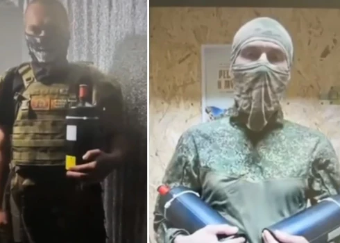 Krievijas bruņoto spēku dronu operatori pateicās savam "labdarim" un pozēja ar saņemtajām "dāvanām".