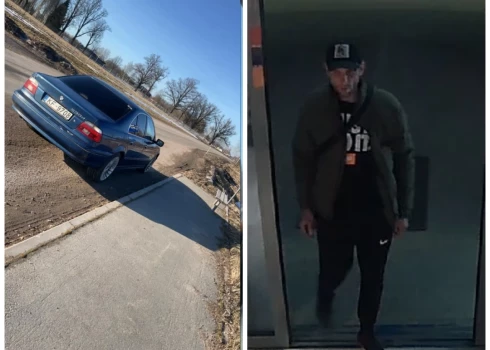 Nozagtais auto un meklētā persona (ekrānuzņēmumi no "Facebook"; kolāža: jauns.lv)