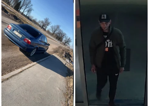Nozagtā automašīna un aizbēgušais domājamais ļaundaris (ekrānuzņēmumi no "Facebook"; kolāža: jauns.lv)