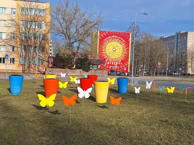 Salaspils pilsētvidē izvietotas pavasara dekorācijas.