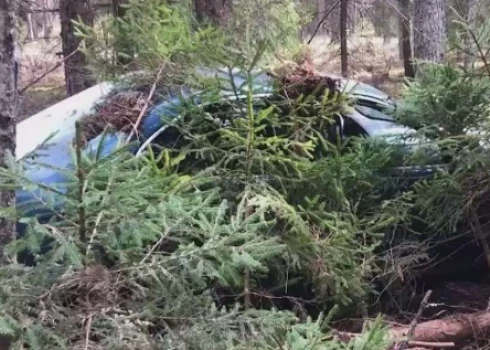 Pazudušais BMW atrasts mežā.