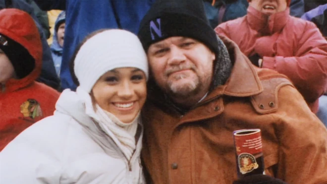 Megana Mārkla ar tēti.