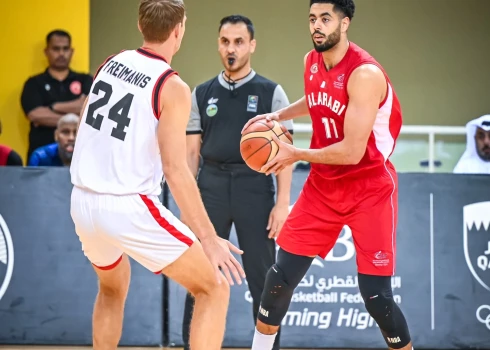 Rolands Freimanis Kataras līgas finālsērijā (foto: Qatar Basketball Federation / Facebook)