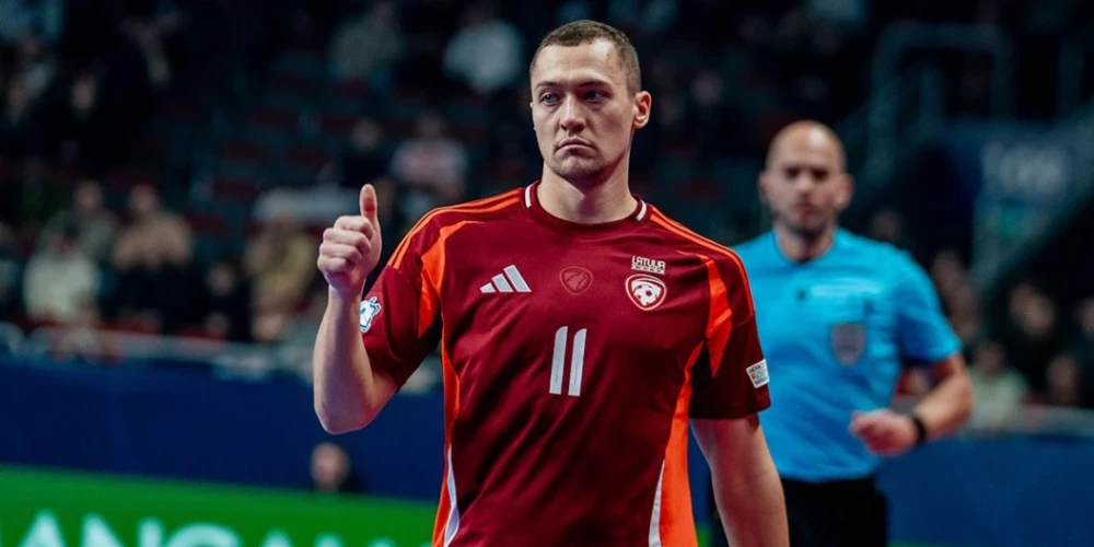 Latvijas telpu futbolisti pārliecinoši Pasaules kausa kvalifikācijas pirmajā kārtā.