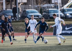 "Ogre United" un "Grobiņa" futbola virslīgā cīnās neizšķirti