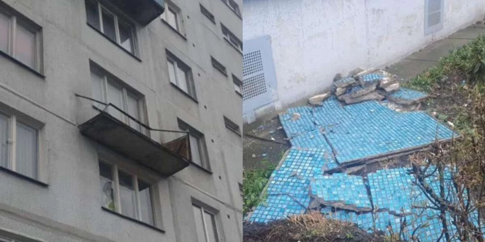 После обрушения балкона в Иманте жители девятиэтажки всерьез заговорили о небезопасном состоянии дома.
