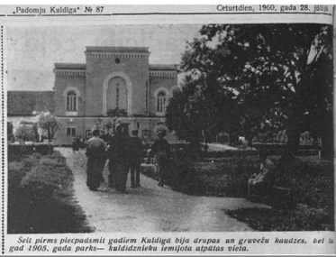 1960. gada 28. jūlija laikraksts "Padomju Kuldīga" slavē 1905. gada parku.