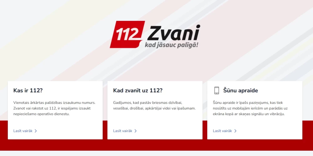 112.lv vietnes ekrānuzņēmums