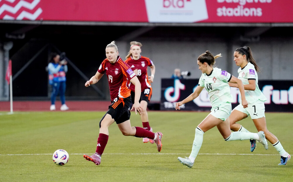 Latvijas dāmas futbola Pasaules kausa kvalifikācijas B līgas mačā atzīst Portugāles pārākumu