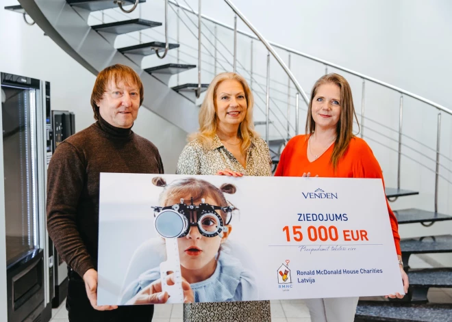 VENDEN ziedo 15 000 eiro aprīkojuma iegādei redzes izmeklējumu veikšanai RMHC Latvija Mobilajā bērnu veselības centrā