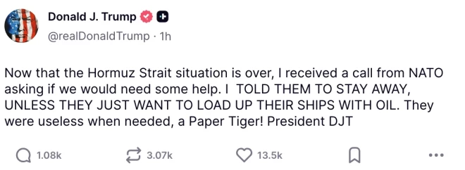 Tramps atkārtoti apvaino NATO.