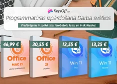 Ietaupiet vairāk nekā 90 % uz mūžīgās licences Office 2021 Pro (30,55 €) un Windows 11 Pro (13,55 €) Keysoff Darba svētku izpārdošanā!