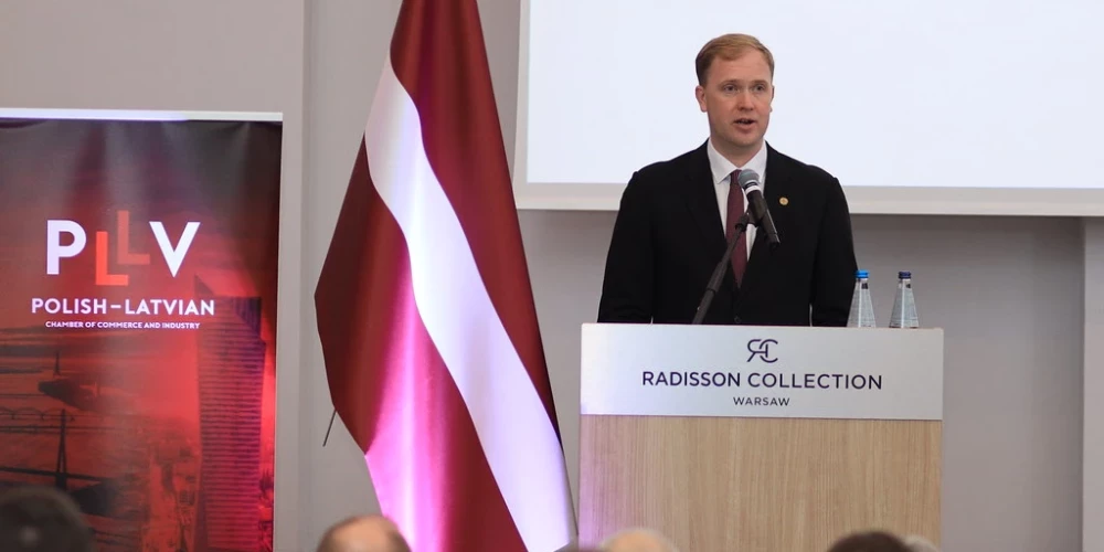 Ekonomikas ministrs Viktors Valainis Latvijas - Polijas biznesa forumā.