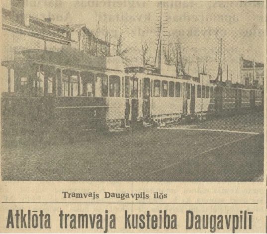 Daugavpils laikraksts “Latgolas Taisneiba” 1946. gada 7. novembrī raksta par tramvaju satiksmes atklāšanu Daugavpilī.