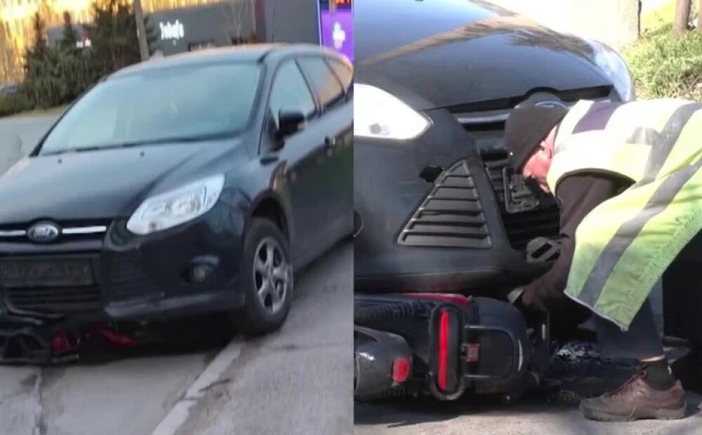 Sarkandaugavā zem reibušas vadītājas auto iesprūst elektrovelosipēds