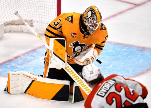 Latvijas vārtsargs Artūrs Šilovs. 