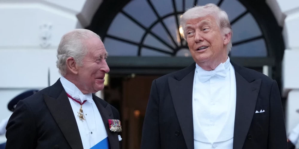 Британский король Чарльз III и президент США Дональд Трамп.