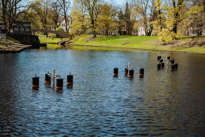 Рижский канал у Бастионной горки получил новый акцент - фонтан будет менять воду, свет и музыку.