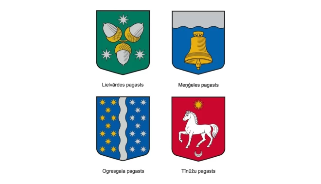 Ogres novadā izstrādāti četru pagastu jaunie ģerboņi.