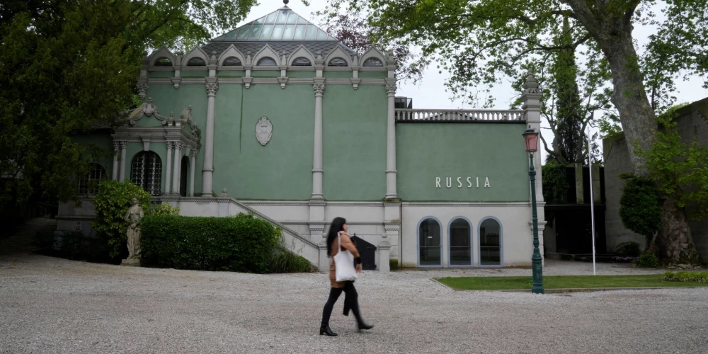 Krievijas paviljona ēka Venēcijas biennālē (foto: Scanpix / AP)