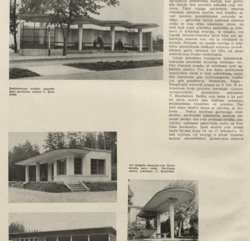 Žurnāls “Māksla” 1964. gada ceturtajā numurā izceļ Latvijas ceļmalās uzbūvētās oriģinālās autobusu pieturvietas-paviljonus.