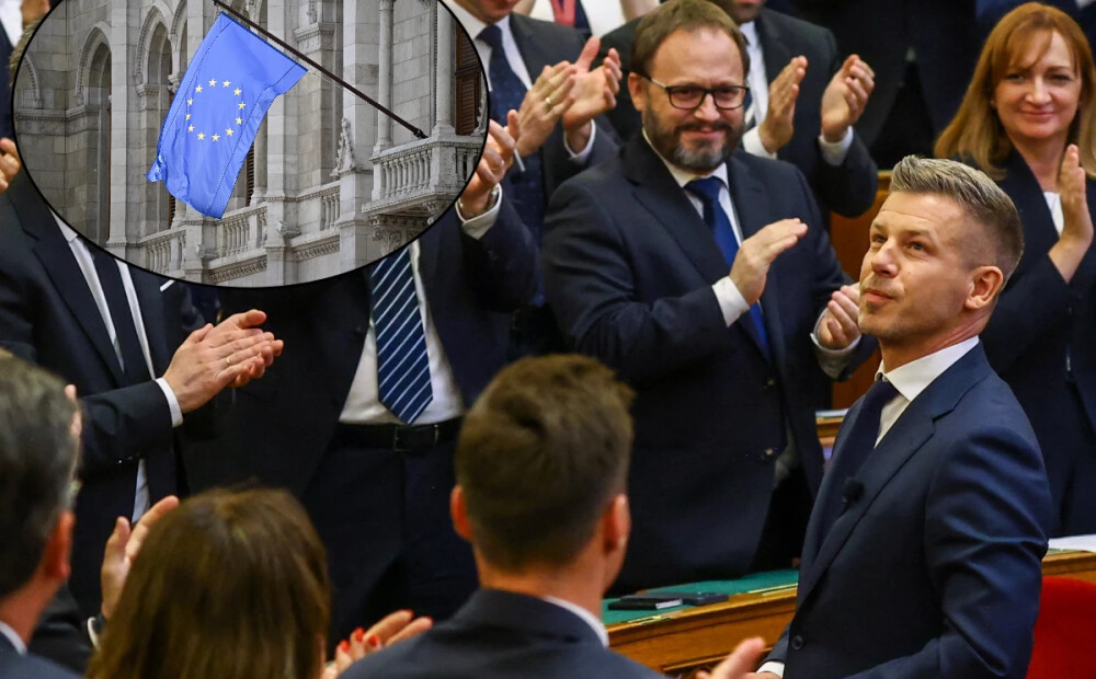 Pēters Maģars ievēlēts Ungārijas premjerministra amatā - pie parlamena ēkas pēc 12 gadu pauzes atkal plīvo ES karogs. FOTO