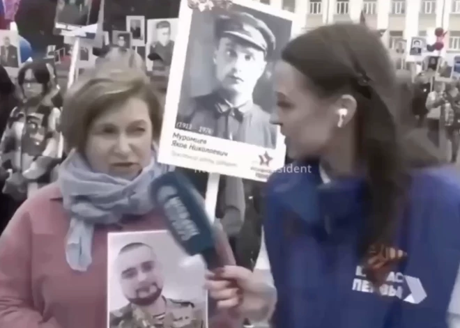VIDEO: Krievijas žurnāliste šokē ar saviem ciniskajiem komentāriem sērojošai mātei 9. maija parādē