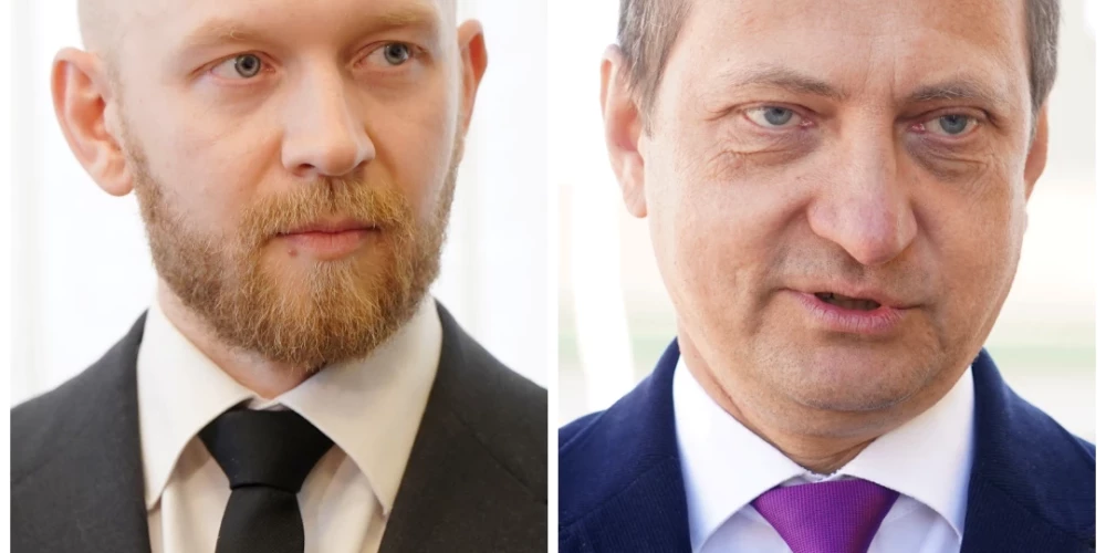 "Progresīvo" Saeimas frakcijas vadītājs Andris Šuvajevs un zemkopības ministrs Armands Krauze (foto: Zane Bitere / Paula Čurkste / LETA; kolāža: jauns.lv)