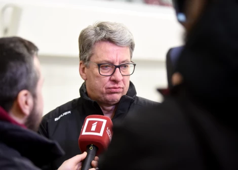 Latvijas hokeja izlases galvenais treneris Harijs Vītoliņš.