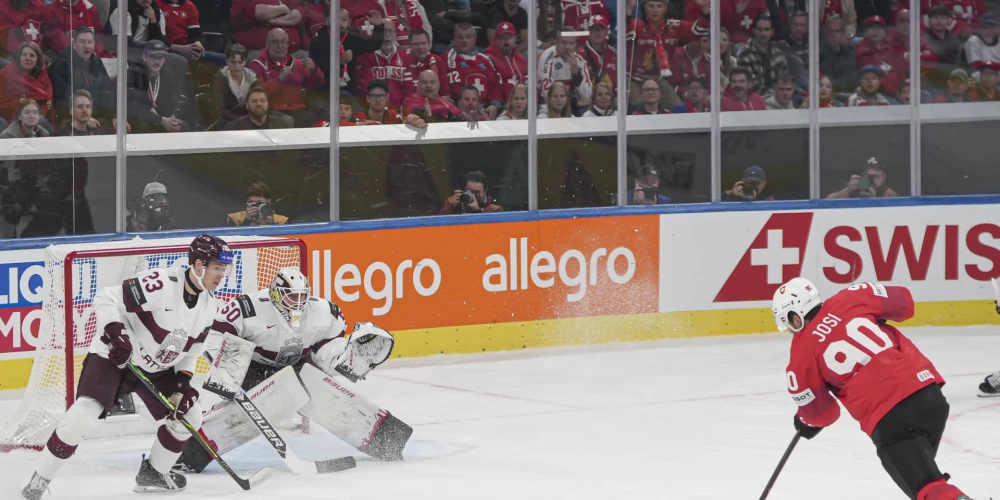 Latvija mērojas spēkiem ar Šveici (foto: Guntis Lazdāns/LHF)