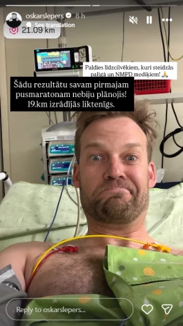 Oskars Lepers pēc pirmā pusmaratona nonācis mediķu aprūpē.