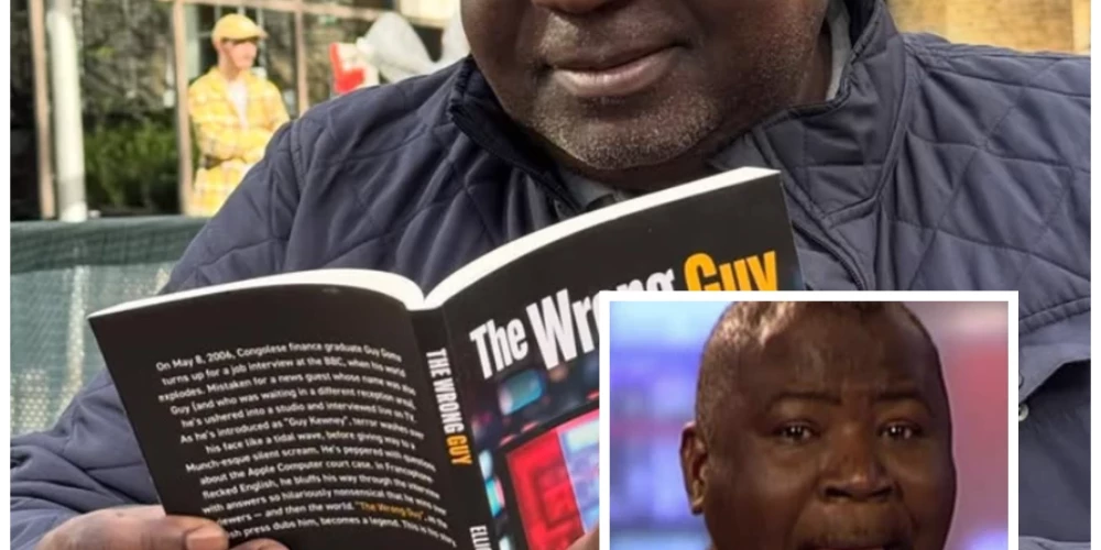 Gajs Goma ar savai pasaulslavenajai intervijai veltīto grāmatu un mirklis, kad pirms 20 gadiem viņš nokļuva BBC intervijā ("realwrongguy" / Instagram / ekrānuzņēmums no video; kolāža: jauns.lv)