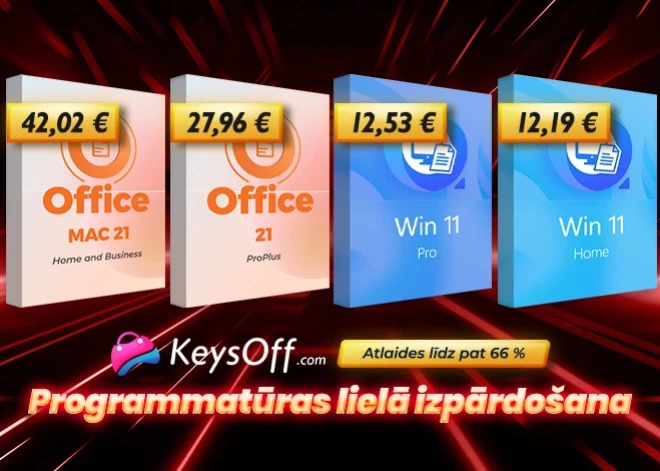 Keysoff lielā izpārdošana: Office 2021 Windows versijai par 27,96 €, Mac versijai par 42,02 € — ietaupiet līdz pat 90%