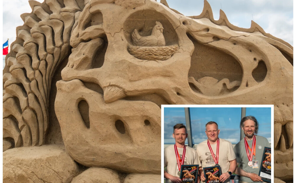 Smilšu dinozauri Jelgavā! Pēc starptautiskā smilšu skulptūru festivāla laureātu sumināšanas visi aicināti apskatīt smilšu brīnumus un izklaidēties