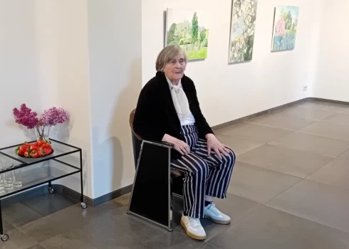 Maija Tabaka savas izstādes atklāšanā.
