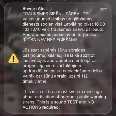 Šūnu apraides paziņojums.