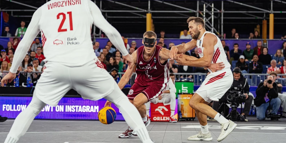 Latvijas 3x3 izlase pagarinājumā izrāva uzvaru pret Poliju (foto: FIBA)