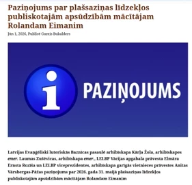 LELBP augstākā garīdzniecība izplatījusi paziņojumu par mācītāju Rolandu Eimani.