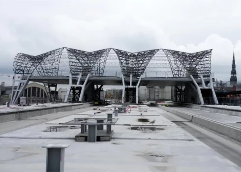 "Rail Baltica" centrālā mezgla būvlaukums Rīgas Centrālajā stacijā.