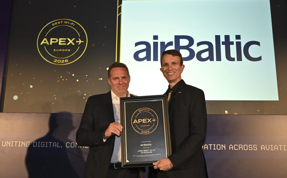 "airBaltic" saņem APEX balvu par labāko internetu Eiropā