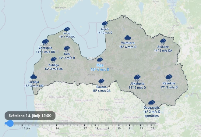 Visā Latvijā laiks būs apmācies.