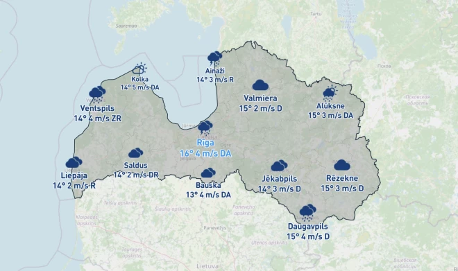 Pirmdien vietām līs stipri.
