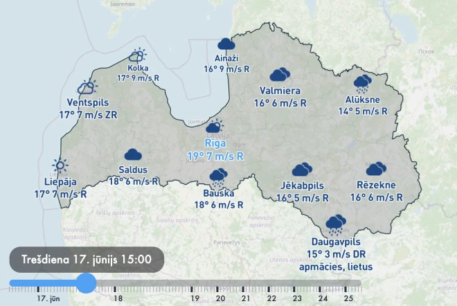 Kurzemē laiks kļūs saulaināks.